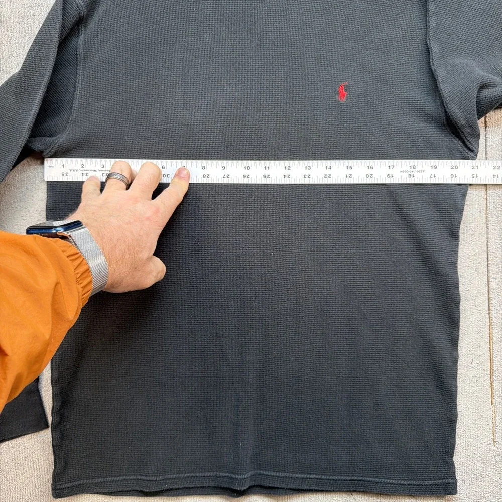 Polo Ralph Lauren Waffle Knit Thermal Shirt Mens XL Black‎ Long Sleeve